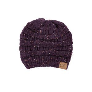 CC C.C Purple Confetti Cable Knit Beanie Hat Cap